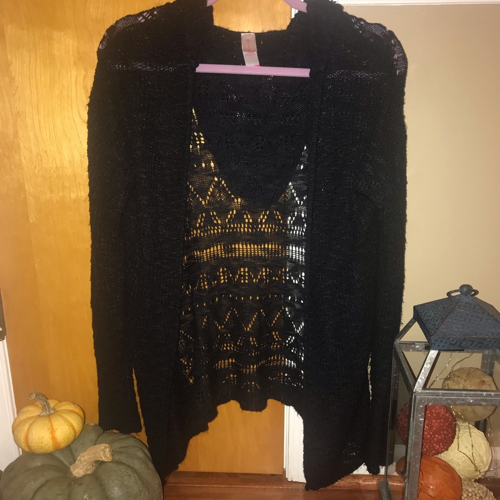 🍁Black cardigan with a hood🍁